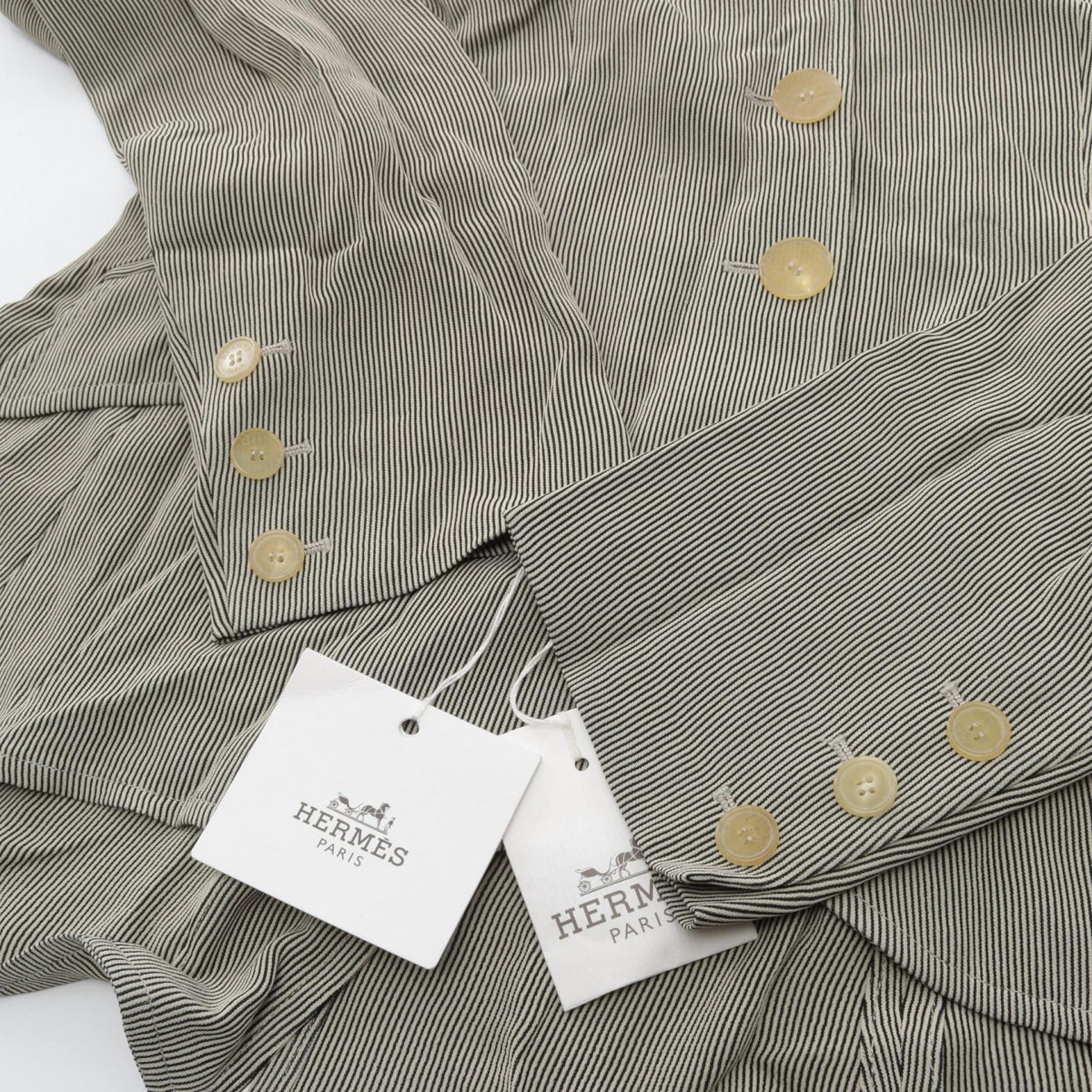 HERMES Stripe Rayon Acetate Shirt Size 38
