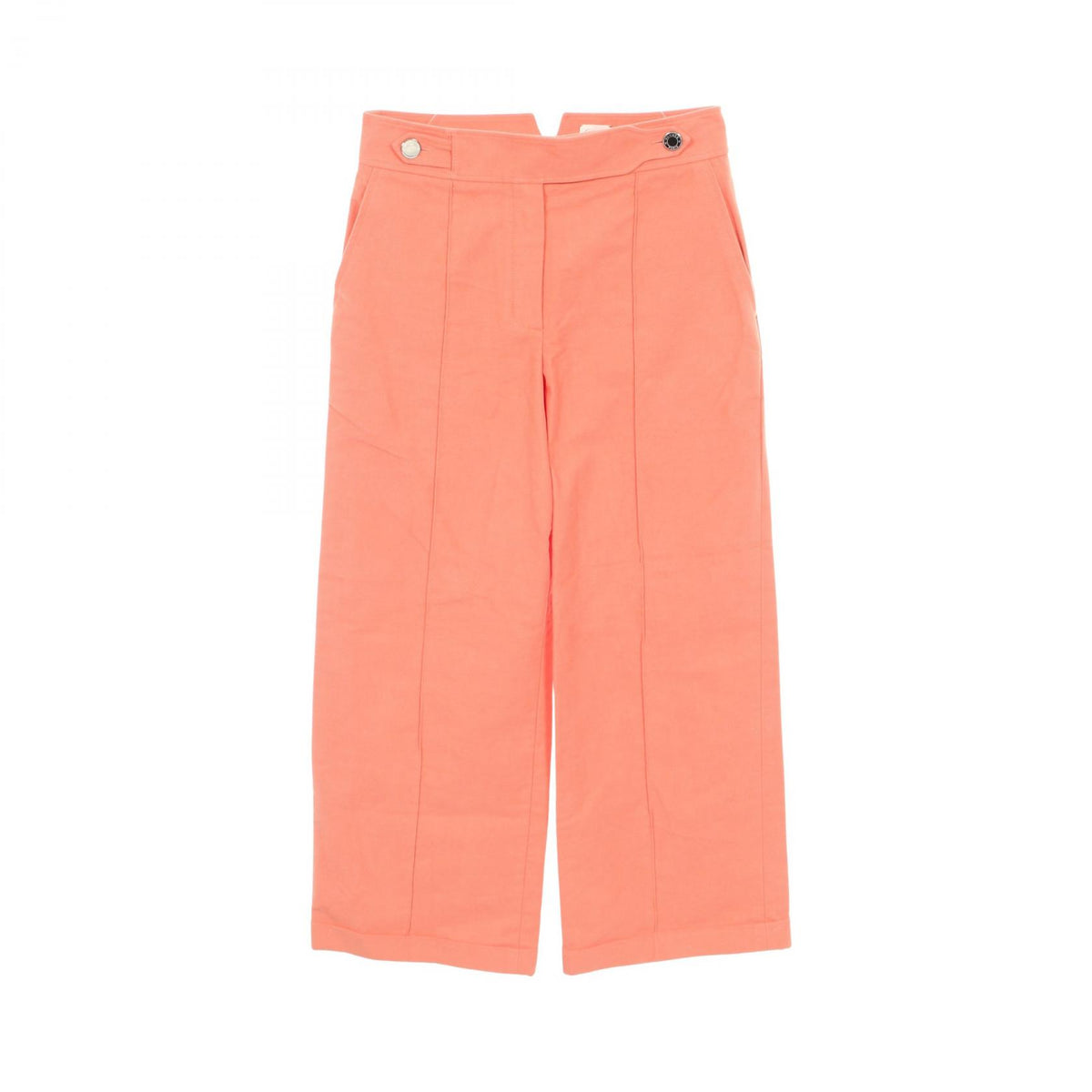 HERMES Sellier Button Cotton Pants Orange Size 36