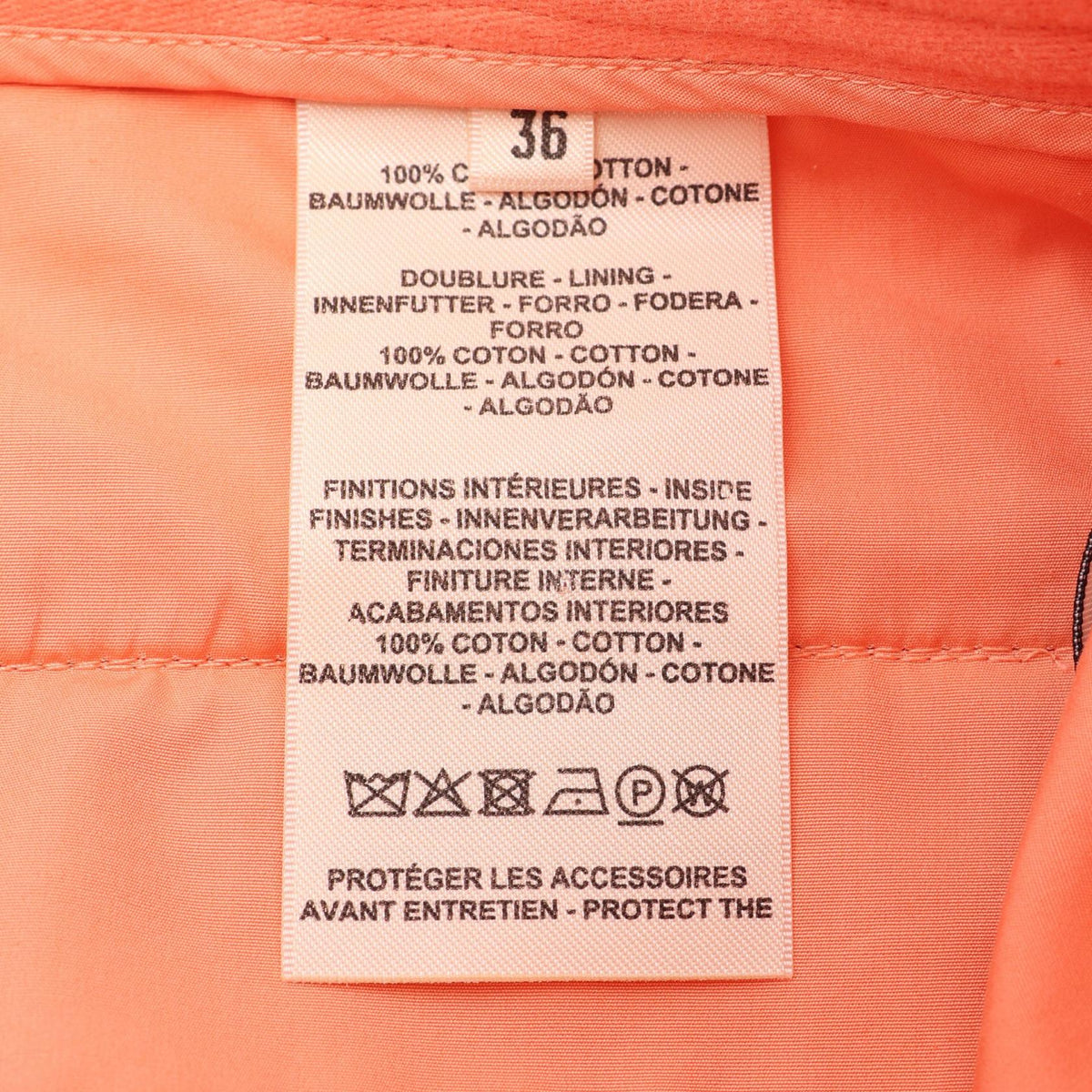 HERMES Sellier Button Cotton Pants Orange Size 36
