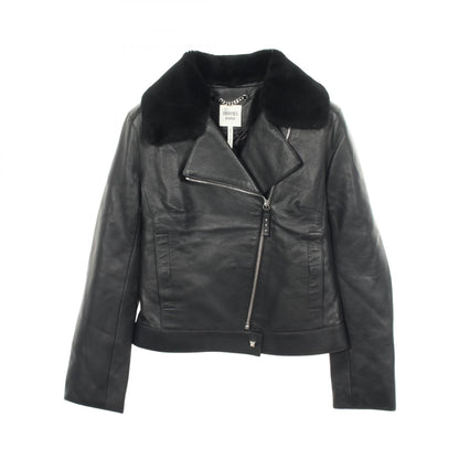 HERMES Padded Leather Moto Jacket Black Size 38