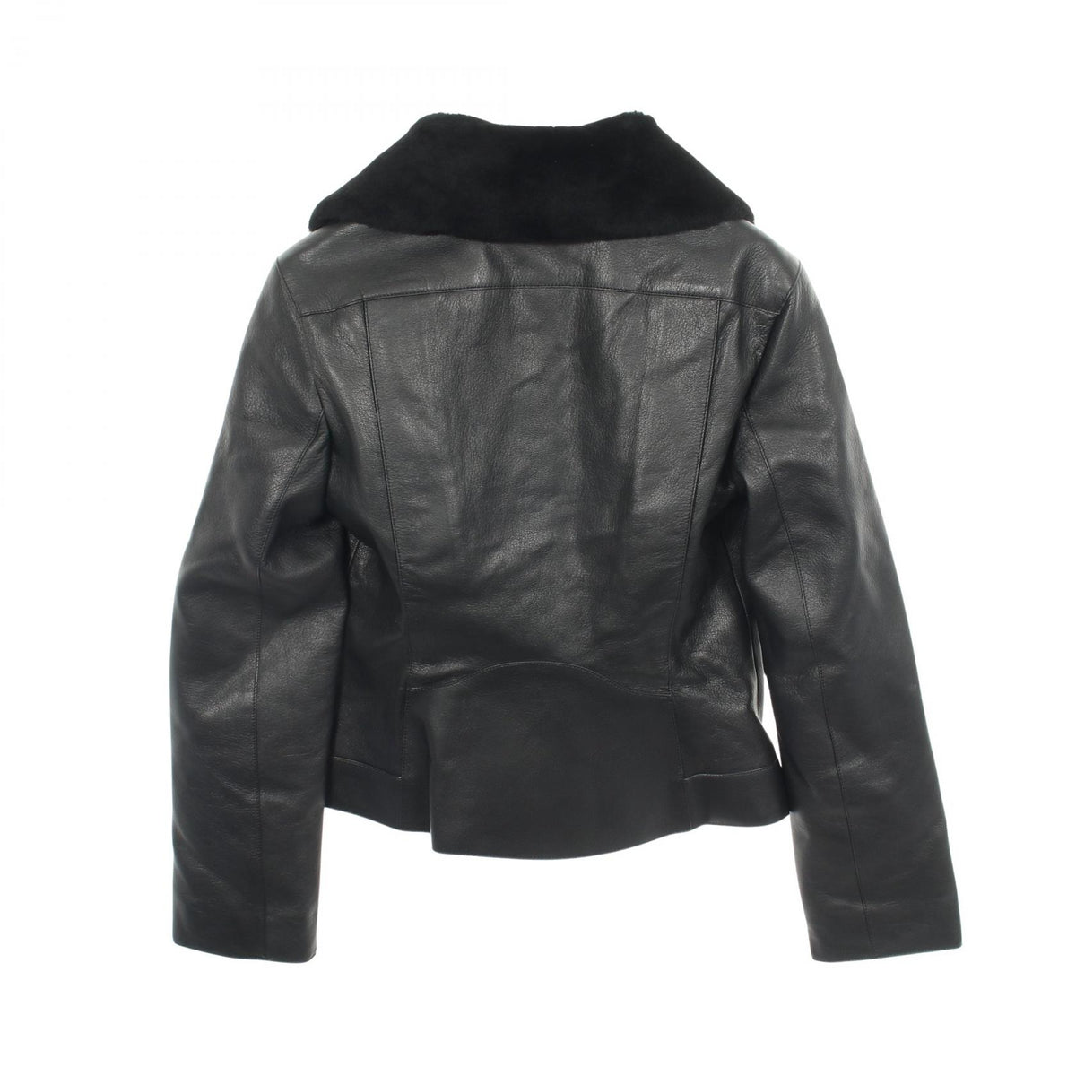 HERMES Padded Leather Moto Jacket Black Size 38