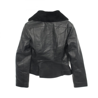 HERMES Padded Leather Moto Jacket Black Size 38