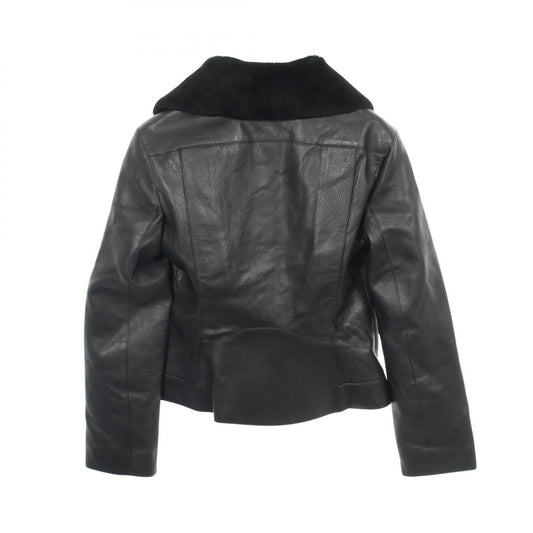 HERMES Padded Leather Moto Jacket Black Size 38