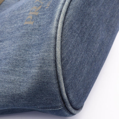 PRADA DENIM+CITY CALF 2WAY Denim Tote Bag