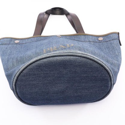 PRADA DENIM+CITY CALF 2WAY Denim Tote Bag