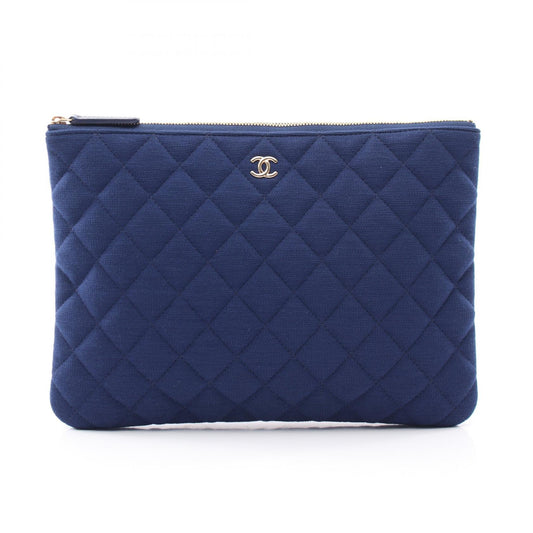 CHANEL Matelasse Cotton Fabric Clutch