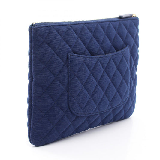 CHANEL Matelasse Cotton Fabric Clutch