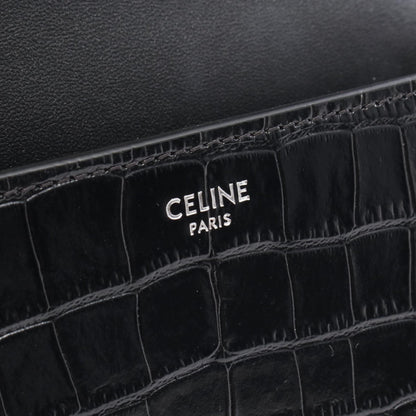 CELINE Triomphe Croc Embossed Bag Black