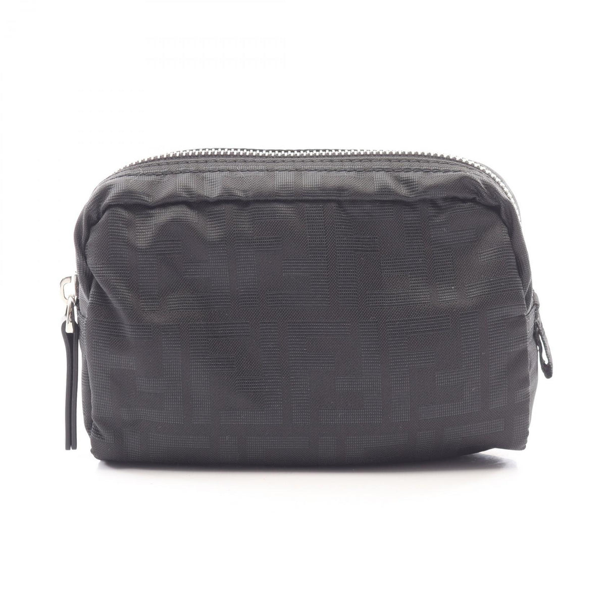 FENDI Zucca Canvas Leather Pouch Black