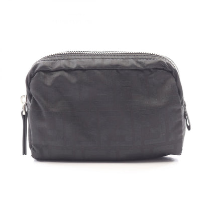 FENDI Zucca Canvas Leather Pouch Black