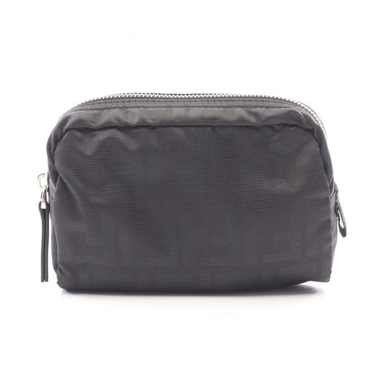 FENDI Zucca Canvas Leather Pouch Black