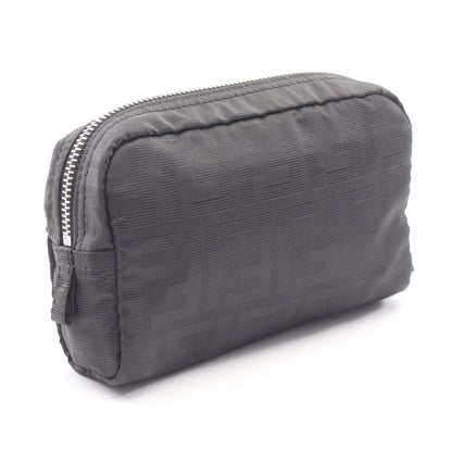 FENDI Zucca Canvas Leather Pouch Black