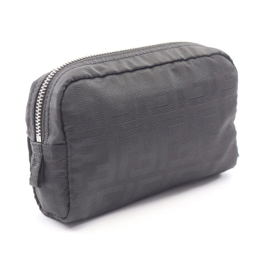 FENDI Zucca Canvas Leather Pouch Black