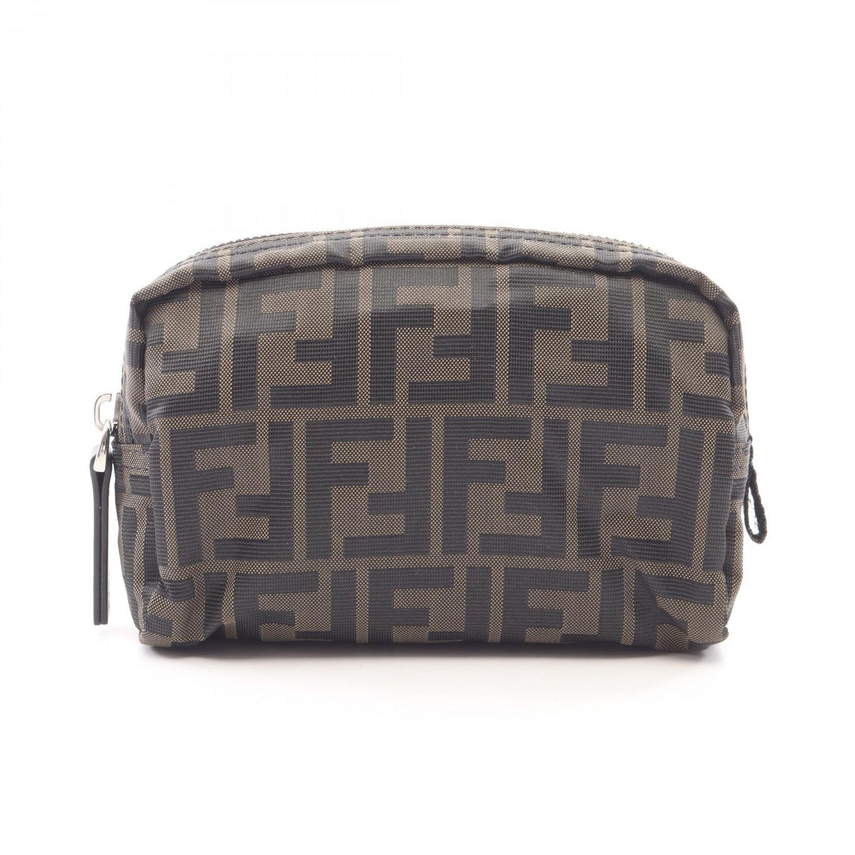 FENDI Zucca Canvas Leather Brown Black Pouch