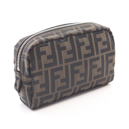 FENDI Zucca Canvas Leather Brown Black Pouch