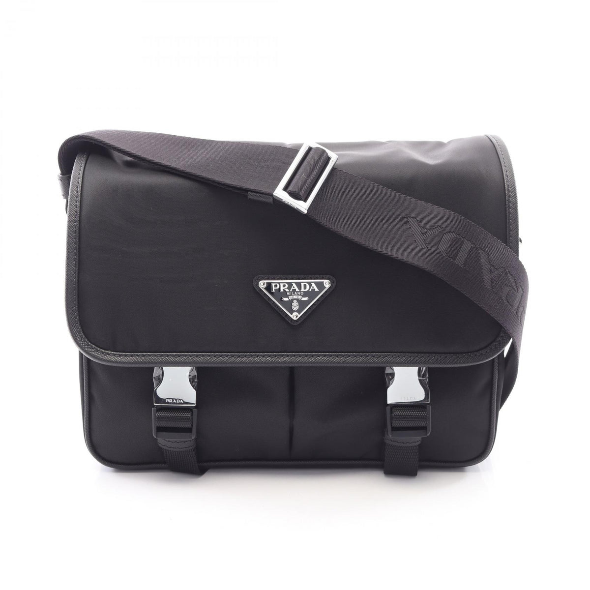 PRADA TESSUTO + Saffiano Shoulder Bag Black