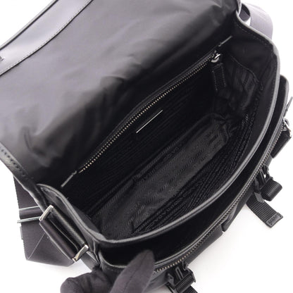 PRADA TESSUTO + Saffiano Shoulder Bag Black
