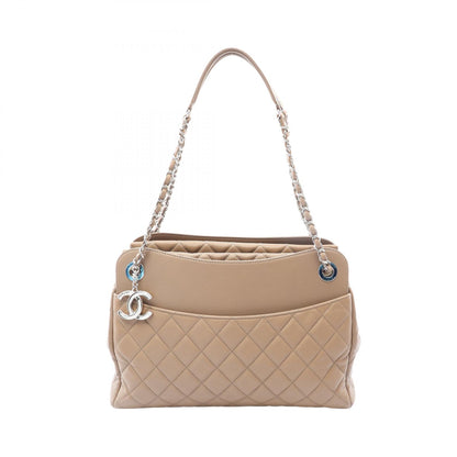 CHANEL Matelasse Lambskin Tote Bag Beige
