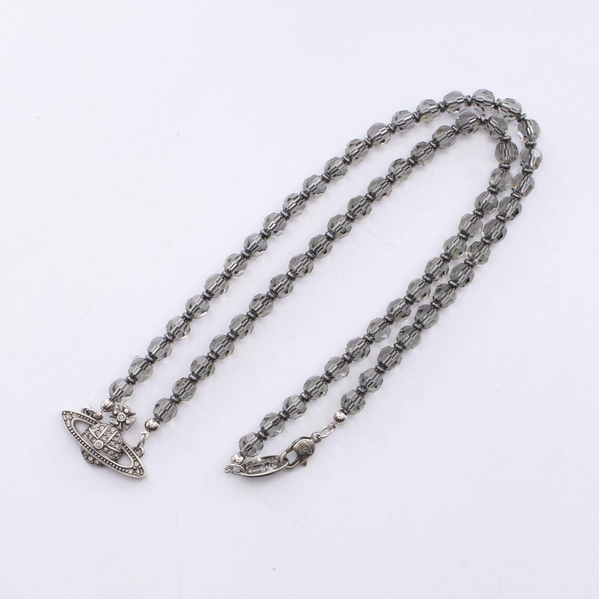 Vivienne Westwood Man Messaline Rhinestone Necklace Silver