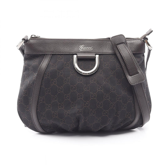 GUCCI GG Pattern Canvas Leather Bag Black