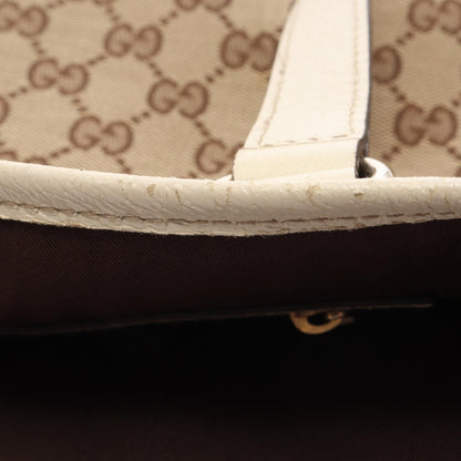 GUCCI GG Canvas Beige Leather Tote Bag