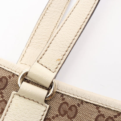 GUCCI GG Canvas Beige Leather Tote Bag