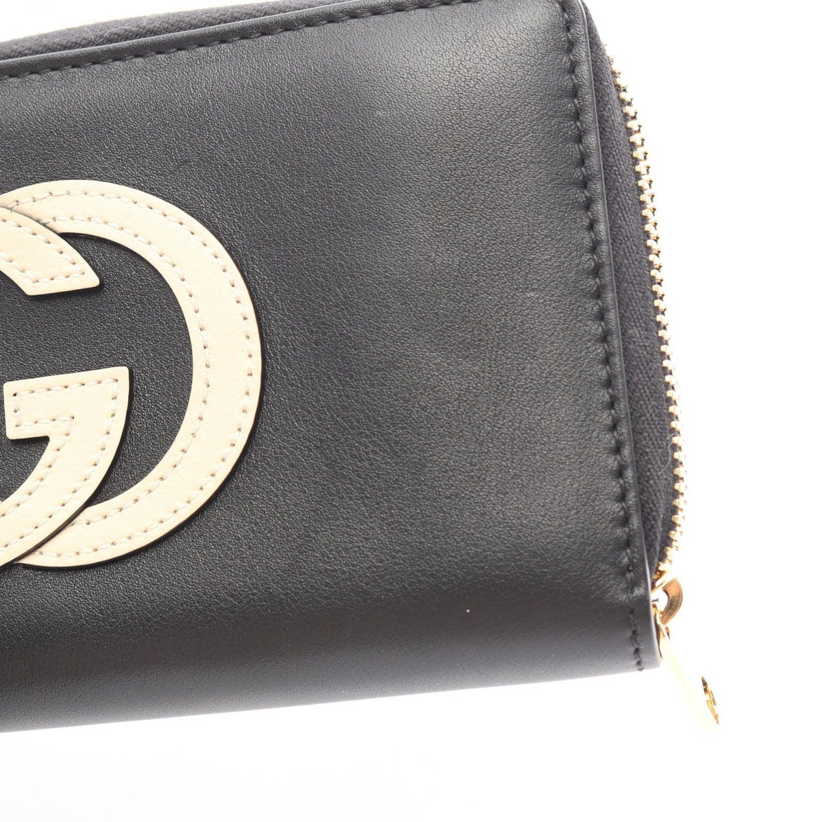 GUCCI Basket Leather Zip Wallet Black