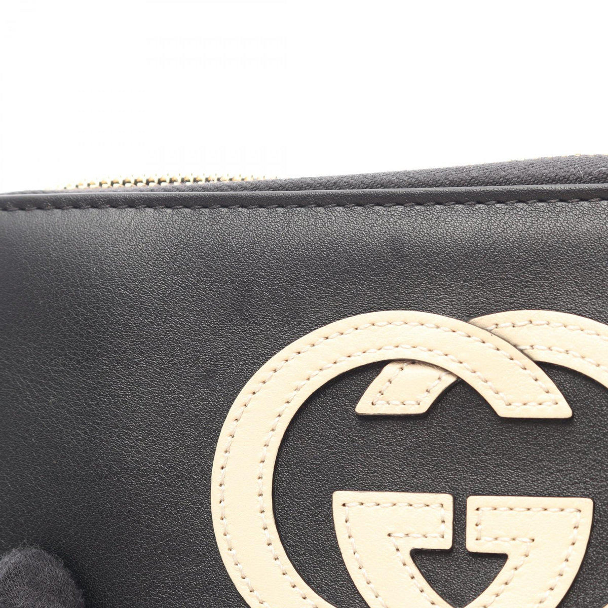 GUCCI Basket Leather Zip Wallet Black