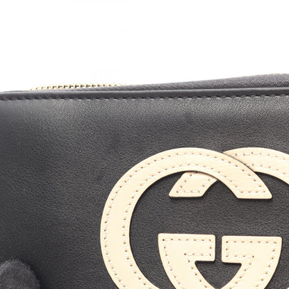 GUCCI Basket Leather Zip Wallet Black