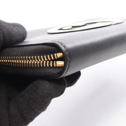 GUCCI Basket Leather Zip Wallet Black