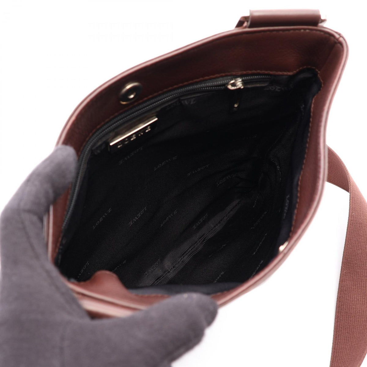 LOEWE Anagram Leather Shoulder Bag, Brown