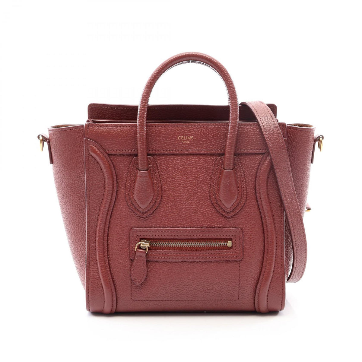 CELINE Luggage Nano Shopper Handle Bag Red