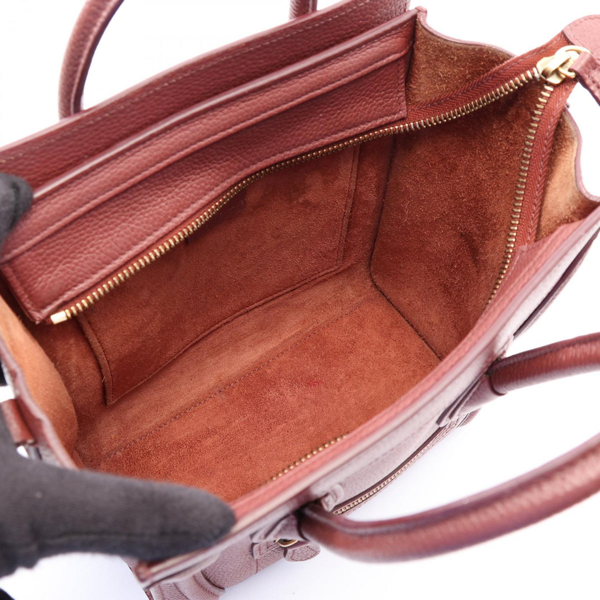 CELINE Luggage Nano Shopper Handle Bag Red