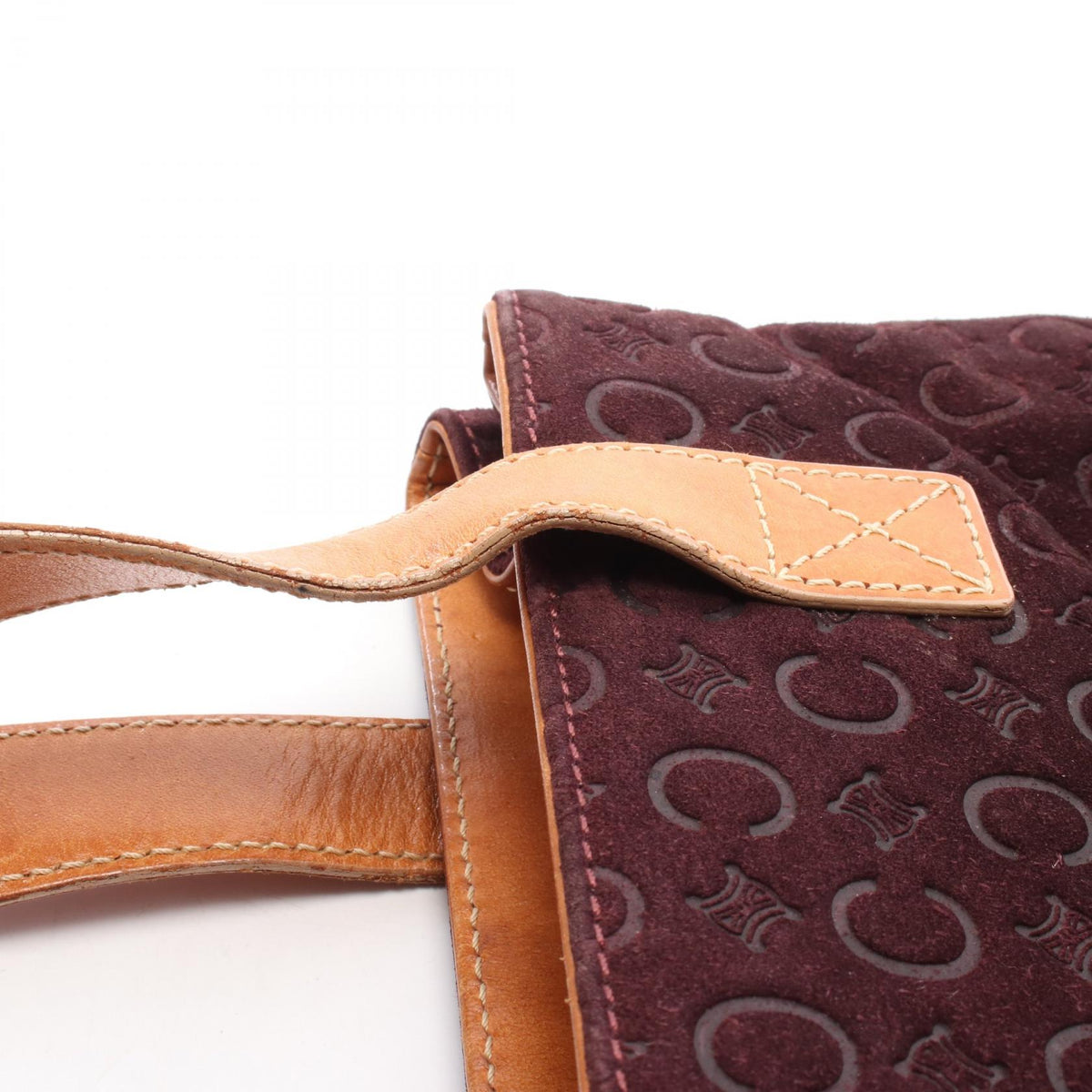 CELINE C Macadam Suede Leather Bag Red