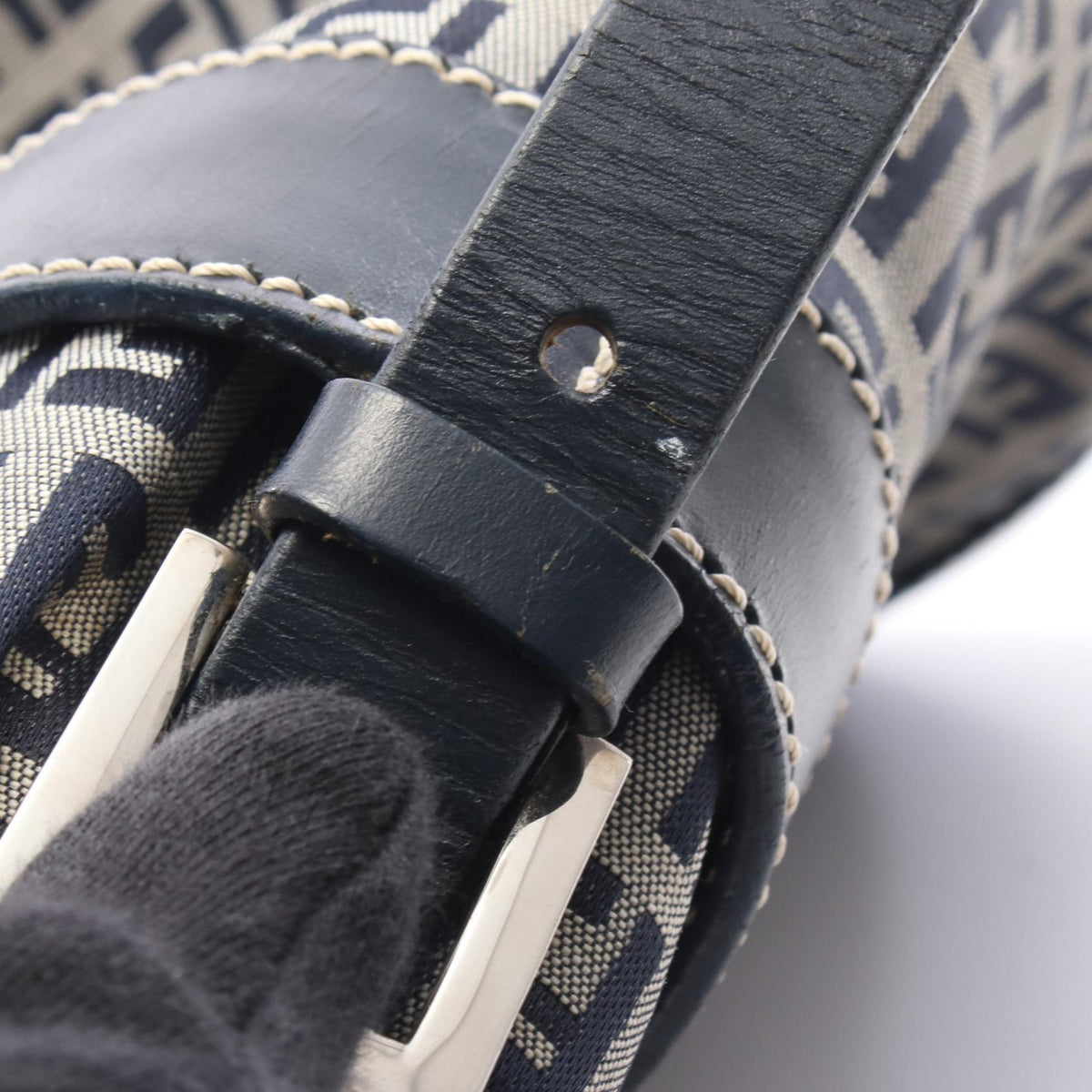 FENDI Zucchino Canvas Bag Navy/Gray