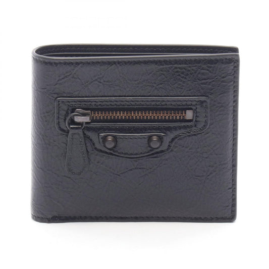 BALENCIAGA Le City Square Bi-Fold Leather Wallet Black