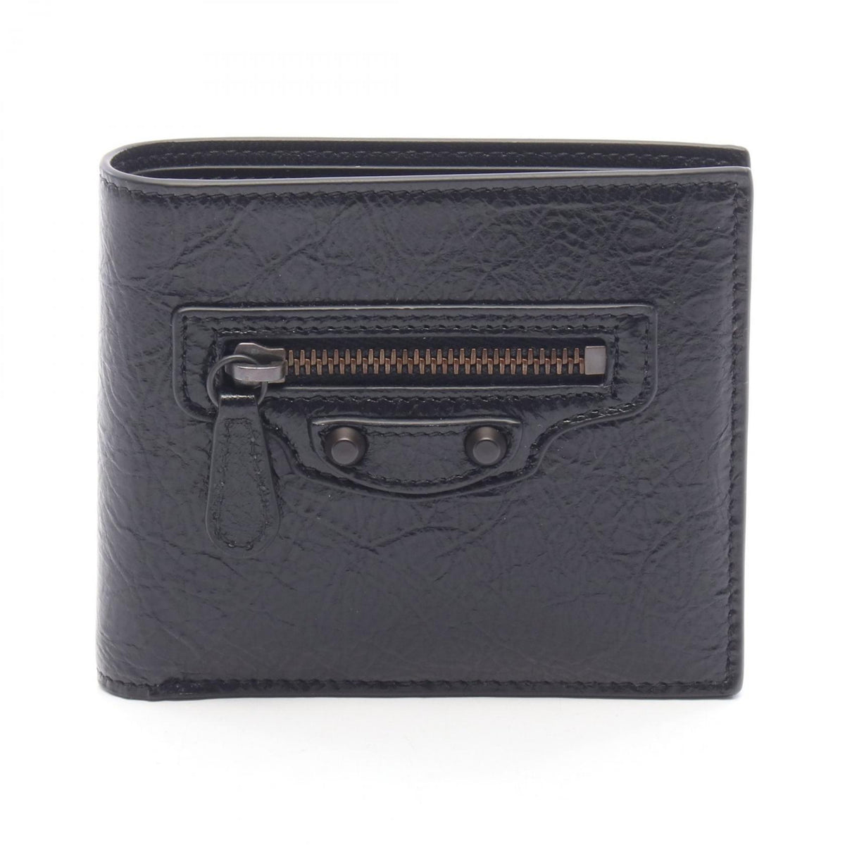 BALENCIAGA Le City Square Bi-Fold Leather Wallet Black