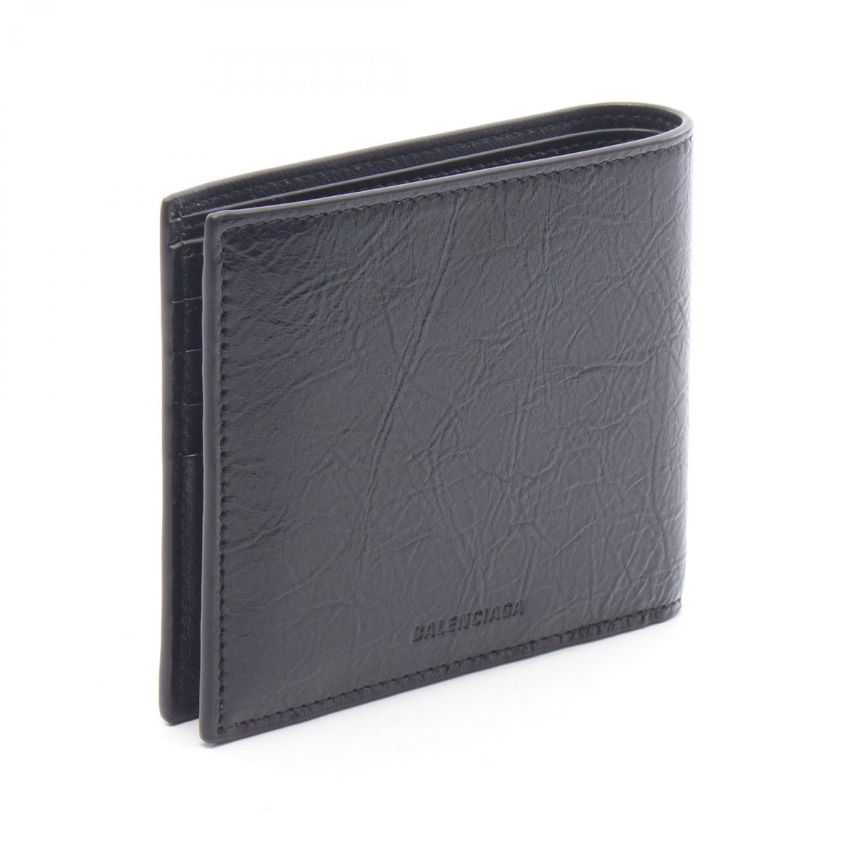 BALENCIAGA Le City Square Bi-Fold Leather Wallet Black