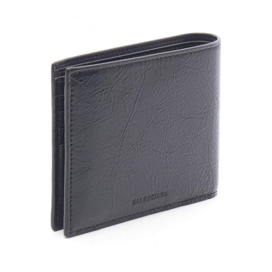 BALENCIAGA Le City Square Bi-Fold Leather Wallet Black