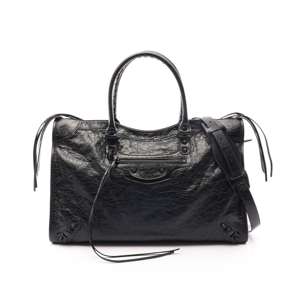 BALENCIAGA Le City Large 2-Way Leather Tote Bag Black