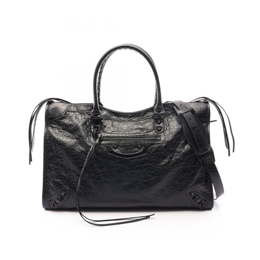 BALENCIAGA Le City Large 2-Way Leather Tote Bag Black