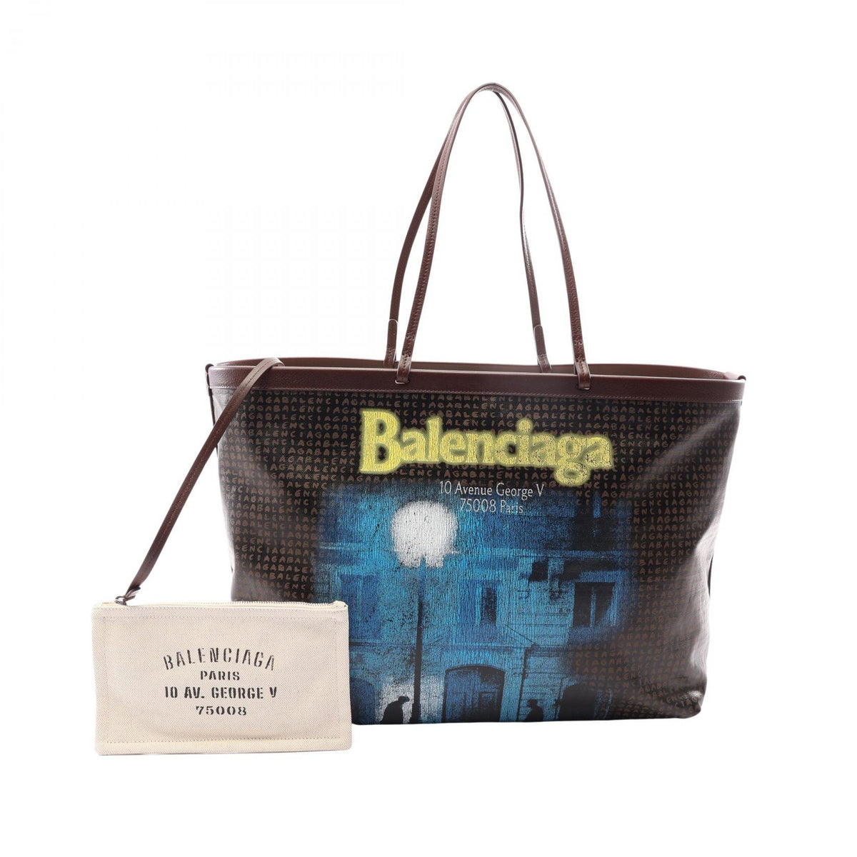 BALENCIAGA Printed Canvas PVC Bag Black