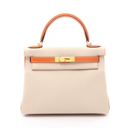 HERMES Kelly 28 Craie Togo Handle Bag