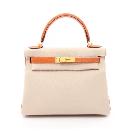 HERMES Kelly 28 Craie Togo Handle Bag