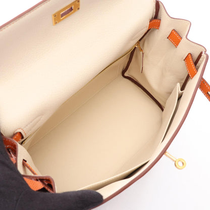 HERMES Kelly 28 Craie Togo Handle Bag