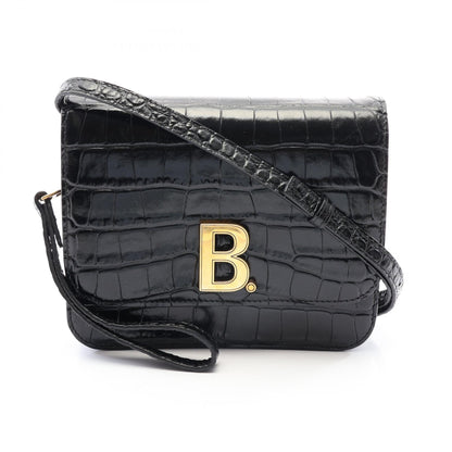 BALENCIAGA B. Croc Embossed Bag Black
