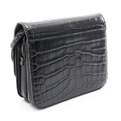 BALENCIAGA B. Croc Embossed Bag Black