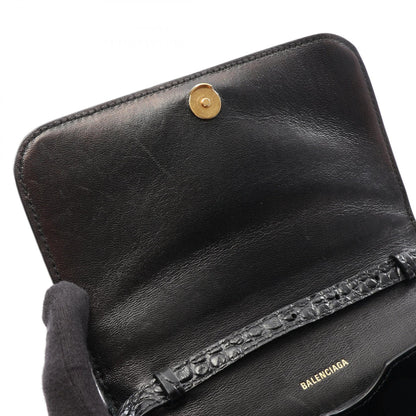 BALENCIAGA B. Croc Embossed Bag Black