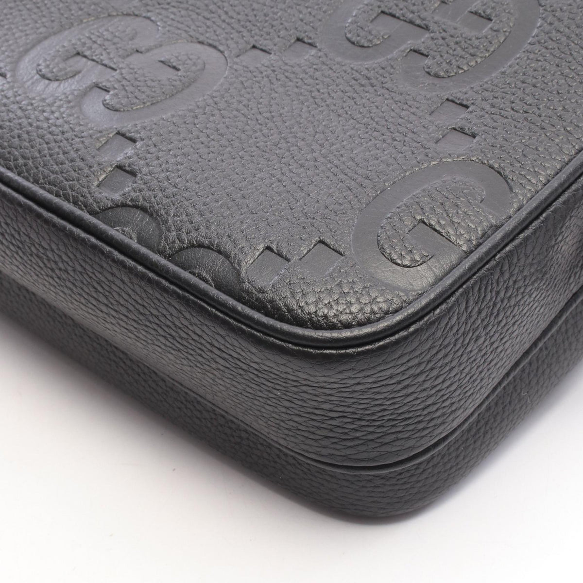 GUCCI Jumbo GG Small Crossbody Bag Black Leather