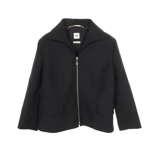 HERMES Wool Zip-Up Jacket Black Size 38